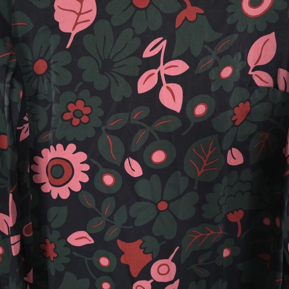 BODEN Floral Viscose Dress Knee Length Long‎ Sleeve Black Pink UK 8 US 4 W0235 - Picture 7 of 9